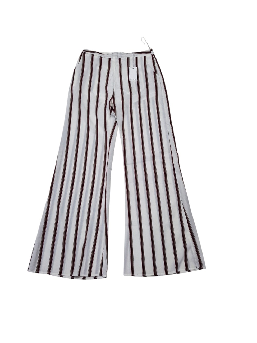 Lulumari White Pants with Brown and Burgundy Stripe Detail